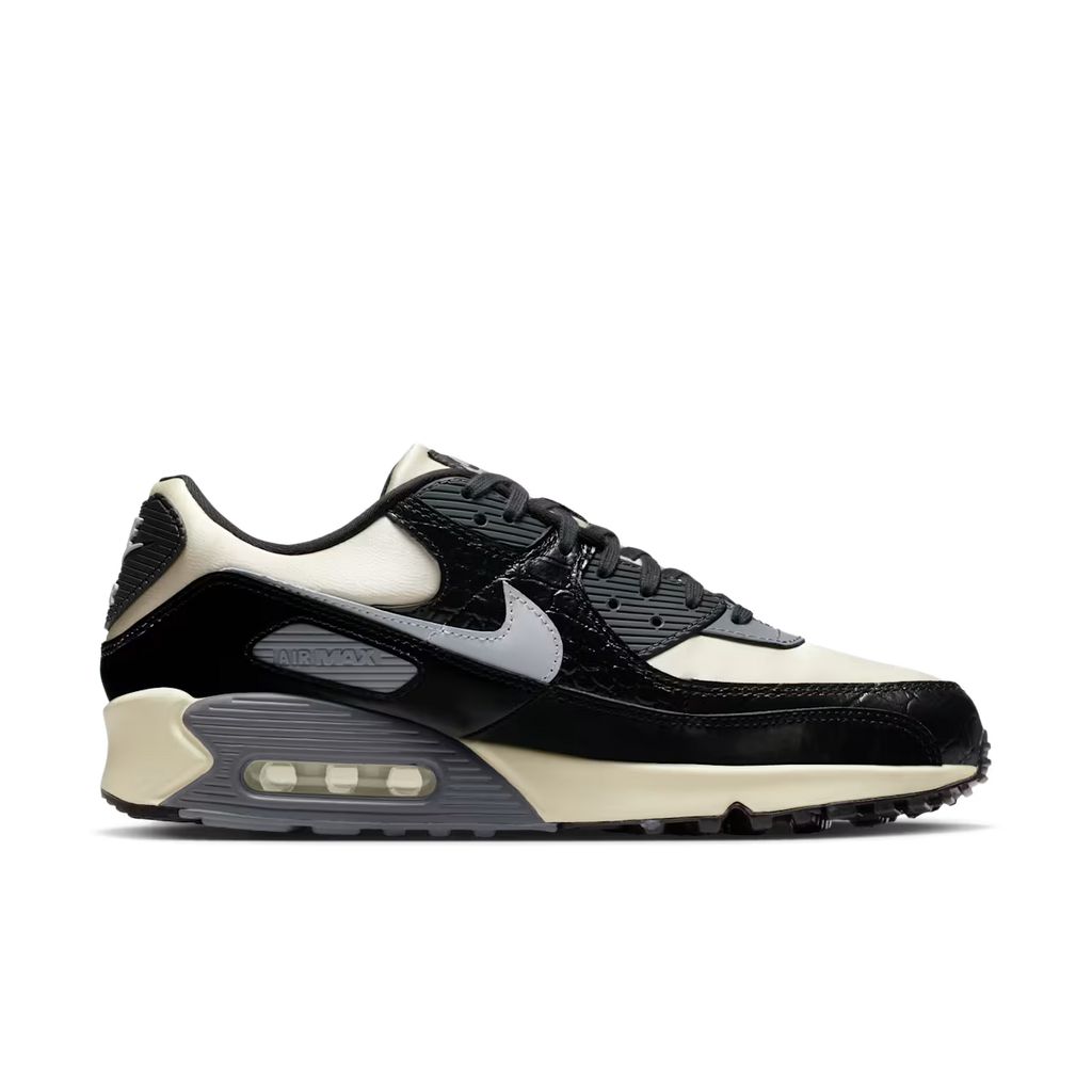 UK 6 Nike Air Max 90 'Coconut Milk and Black' / QS Smoke Grey Crocodile