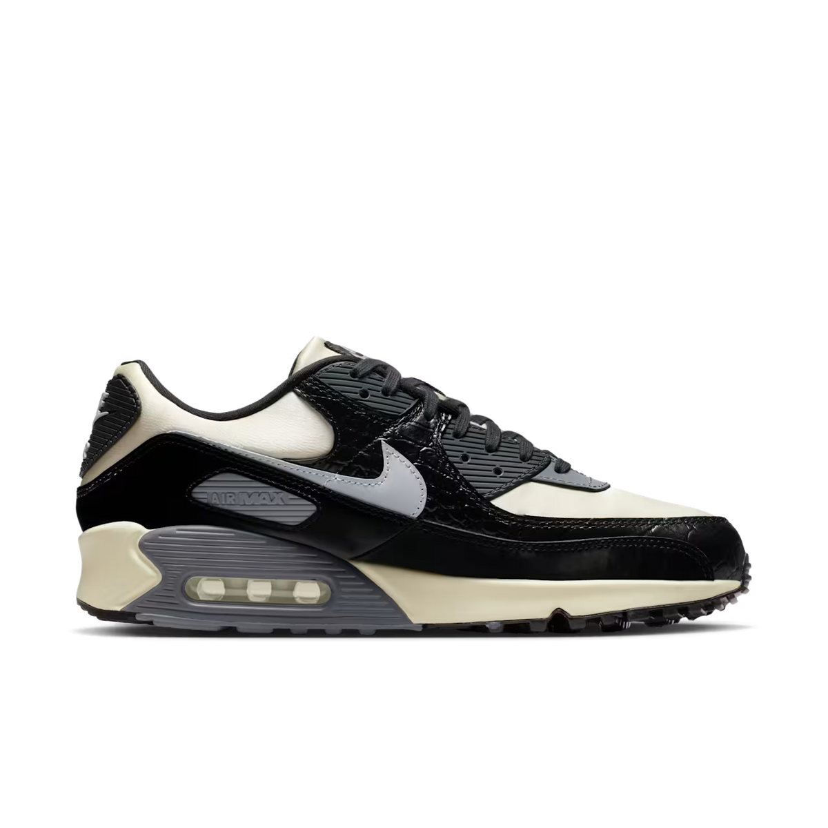 UK 6 Nike Air Max 90 'Coconut Milk and Black' / QS Smoke Grey Crocodile