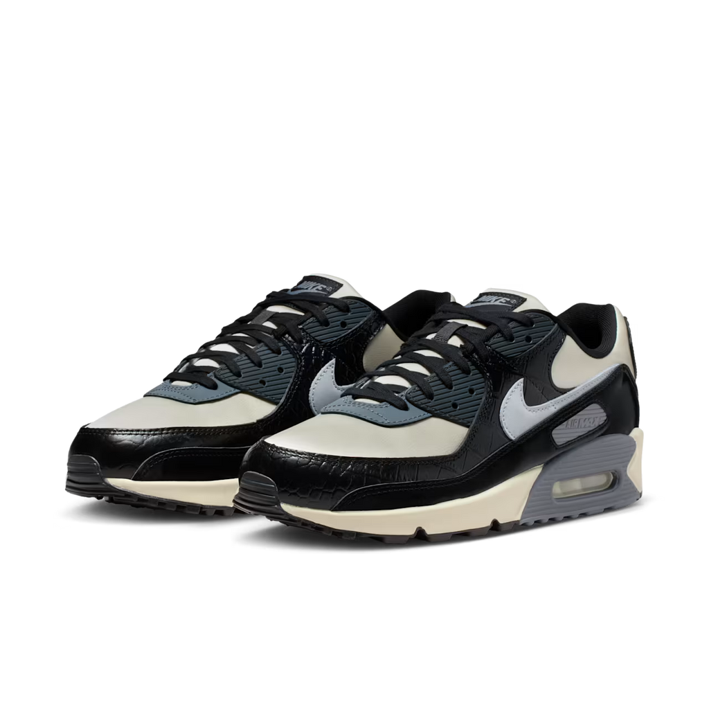 UK 6 Nike Air Max 90 'Coconut Milk and Black' / QS Smoke Grey Crocodile