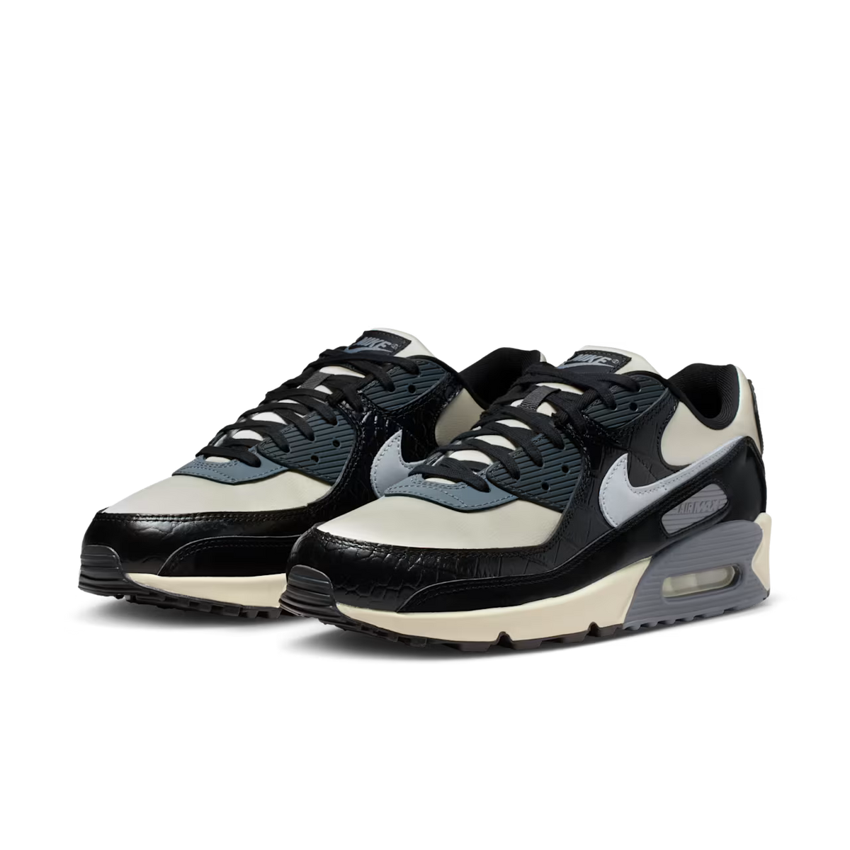 UK 6 Nike Air Max 90 'Coconut Milk and Black' / QS Smoke Grey Crocodile