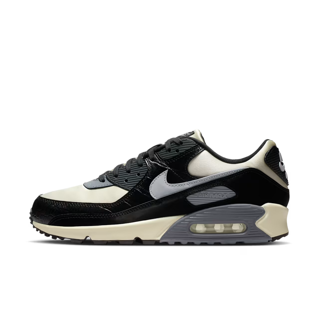 UK 6 Nike Air Max 90 'Coconut Milk and Black' / QS Smoke Grey Crocodile